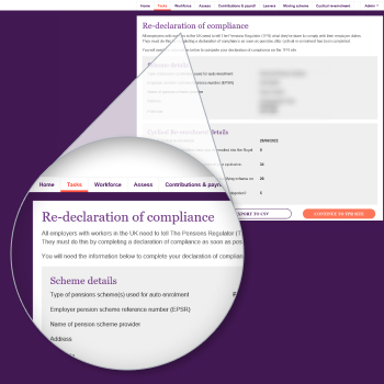 Completing re-declaration of compliance for workplace pension re-enrolment